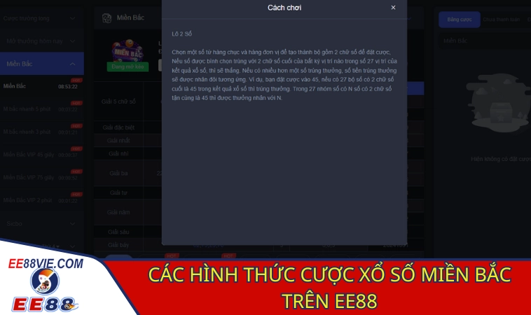 Các hình thức cược XSMB thú vị tại EE88