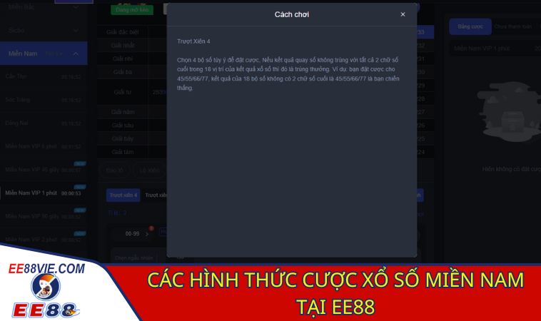 Xổ Số Miền Nam EE88 - Trải Nghiệm Đa Dạng Thắng Lớn 3 Các hình thức cược XSMN đa dạng trên EE88