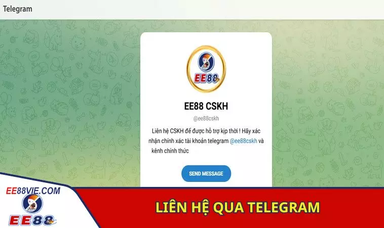 Chăm sóc khách hàng EE88 làm việc 24/24 qua nhiều kênh 5 Nhắn qua telegram khi có thắc mắc