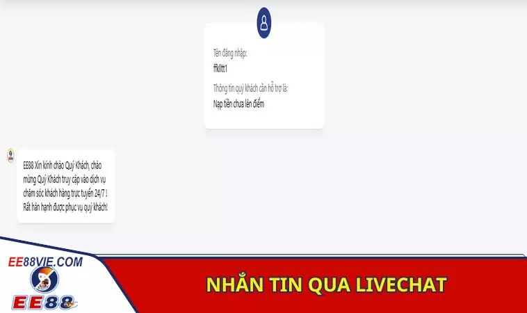 Chăm sóc khách hàng EE88 làm việc 24/24 qua nhiều kênh 4 Nhắn tin EE88 qua livechat